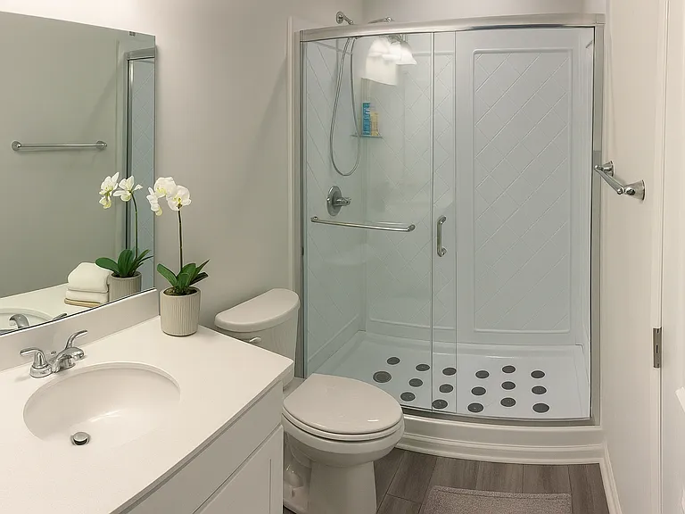 1st Floor bathroom with linen closet.