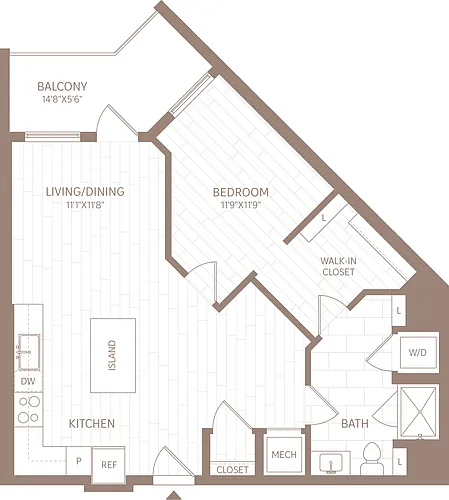 Floor plan 1 Bed/1 Bath-A4