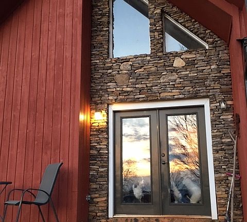 Stacked stone entrance