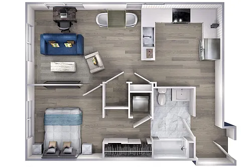 Floor plan Avenue F | 1 Bed/1 Bath-A4