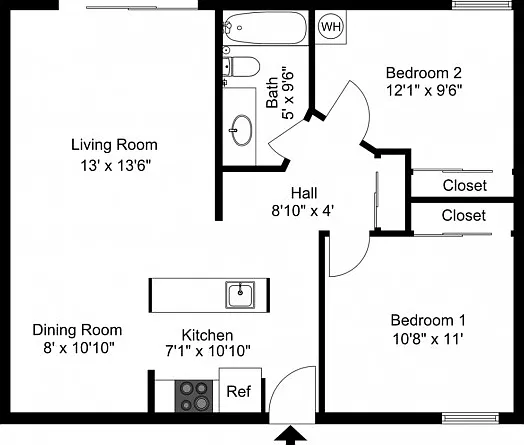 2 bedroom, 1 bathroom large 2 bedroom, 1 bathroom large