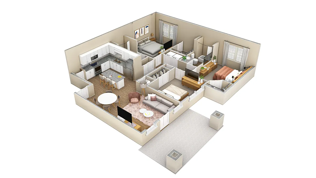Floor plan 3 BR Haven Courtyard