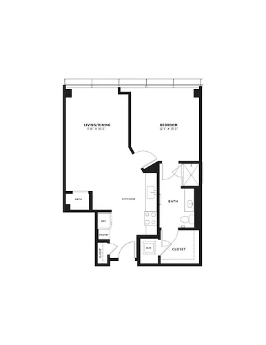 Floor plan 1 Bed/1 Bath-1A