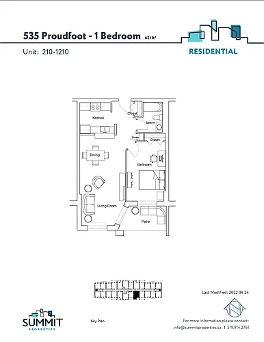 Floor plan 1 bedroom 1 Bed 1 Bath 2