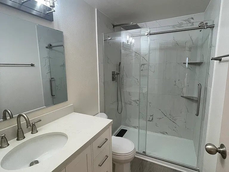 Second Bathroom with Walk-In Shower, Vanity, Dimmable Lighting