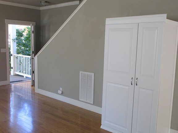 Living room with coat closet