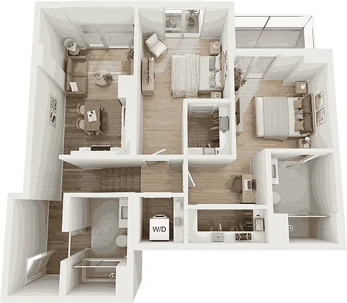 Floor plan 2 Bed/2 Bath-B1