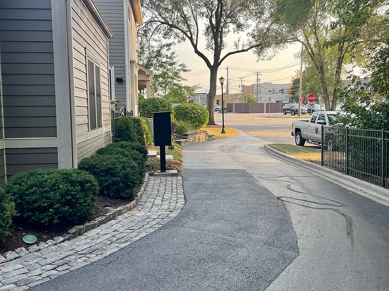 alley entrance to garages