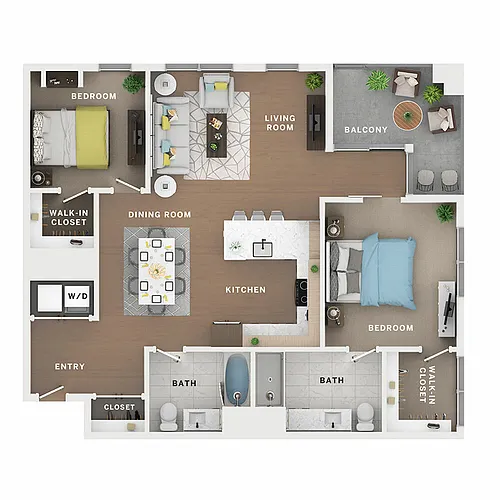 Floor plan 2BR/2BA - Empire