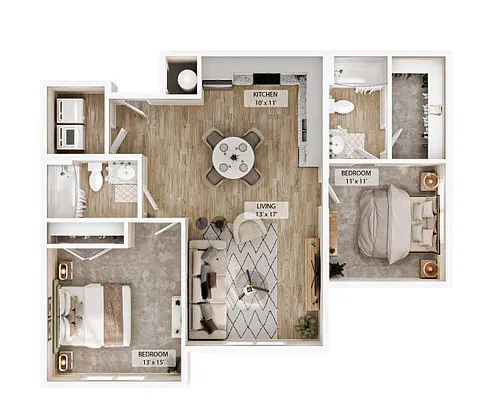 Floor plan 2-2BR Bluff Summit