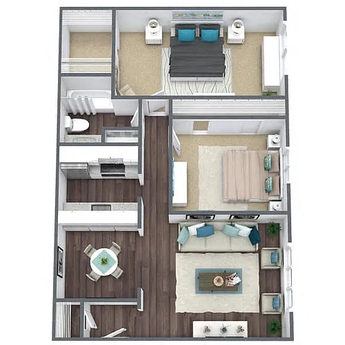 Floor plan B1: 2 Bed 1 Bath