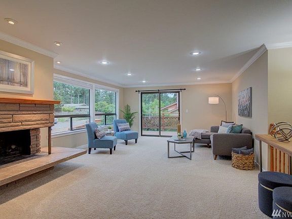 Large living room with fireplace