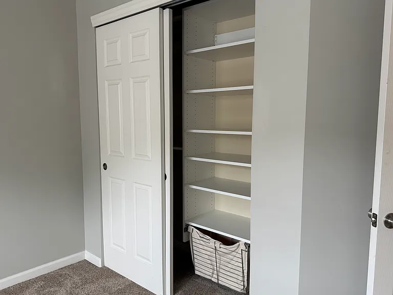 The second bedroom has a customized closet.