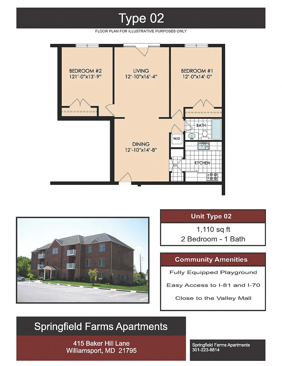 Floor plan 2 bd x 1 bath