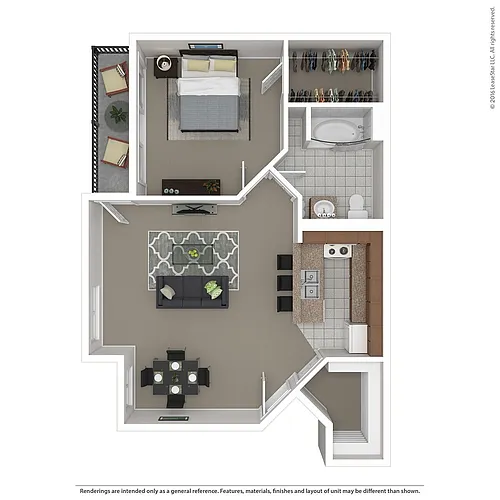 Floor plan Large 1 Bed 1 Bath City Slicke