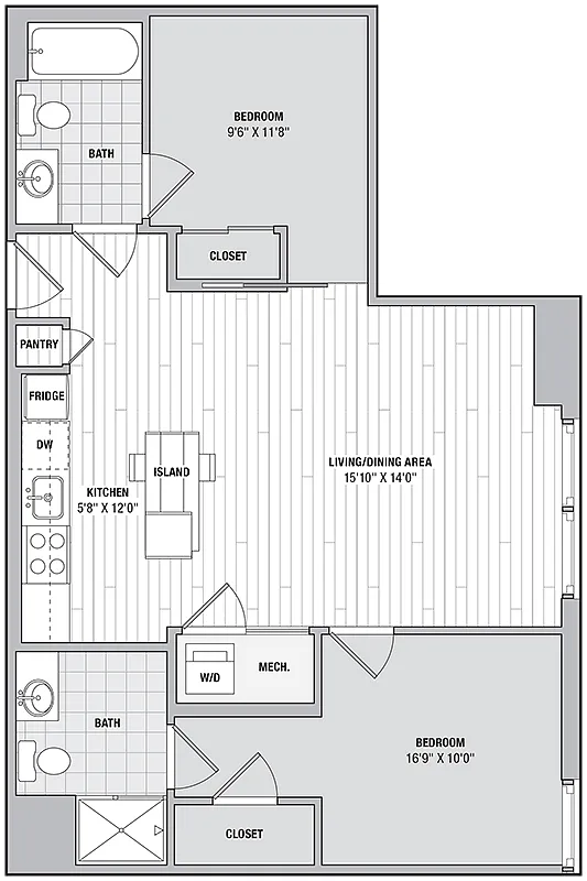 Floor plan 2 Bed 2 Bath N