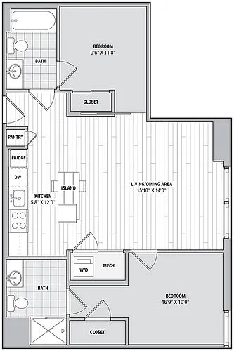 Floor plan 2 Bed 2 Bath N
