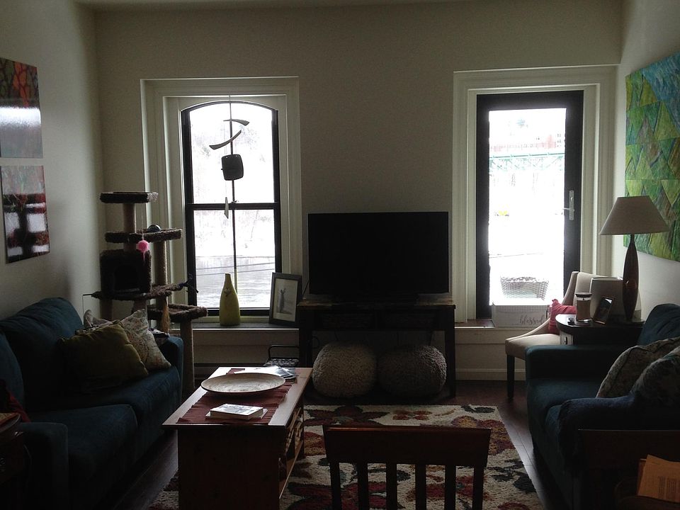 Living room with view of Kennebec River