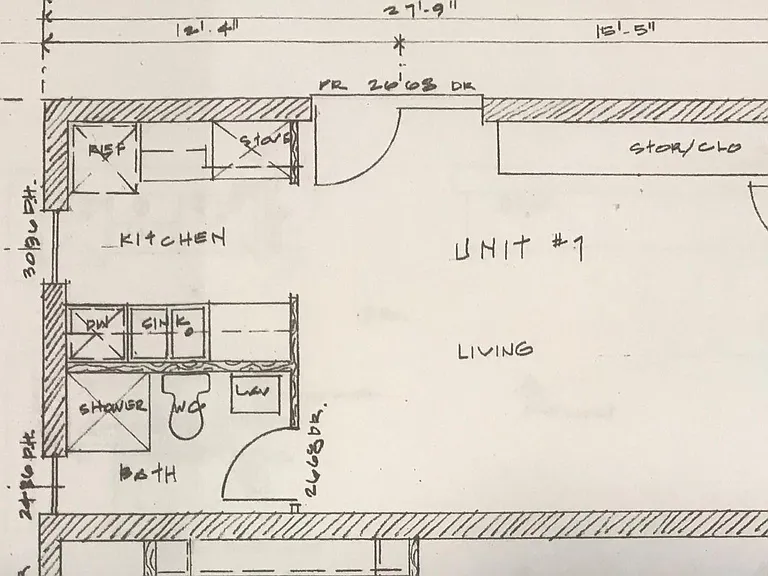 Rough draft of duplex layout. Bathroom layout is not as drawn.
