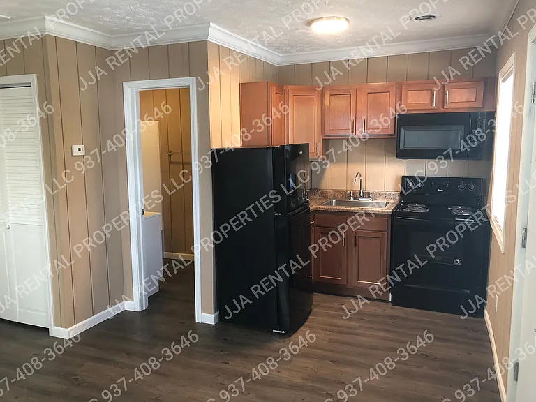 bathroom doorway and kitchen