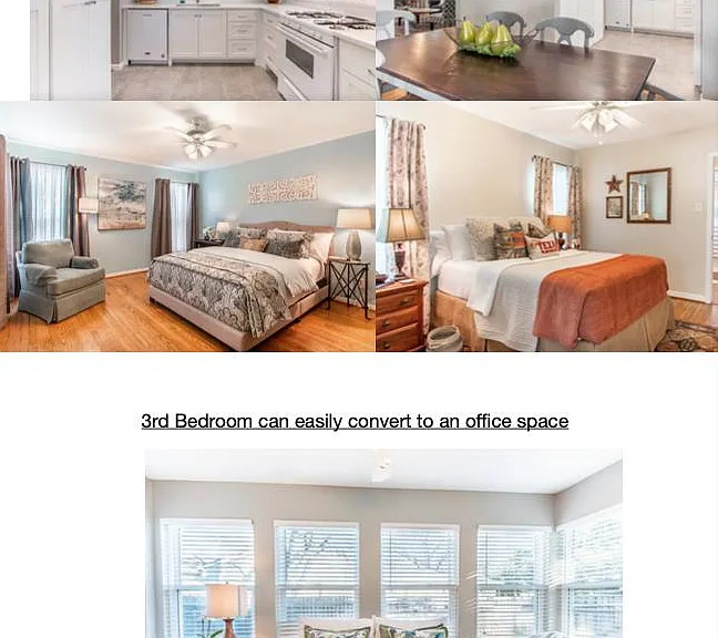 Pictures of the 3 current bedrooms with note that the 3rd bedroom can easily convert to an office / study.