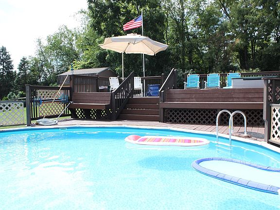 Built-in Benches and 2-tiered lounging deck.