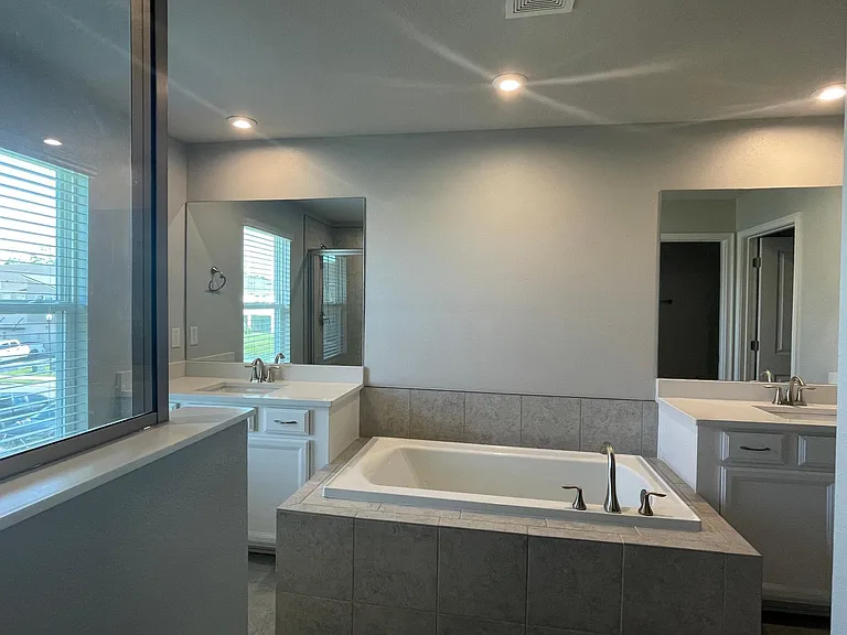 Master bathroom with separate soaking tub and shower