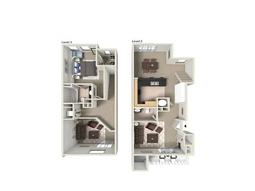 Floor plan 1BR/1.5BA - K Renovated