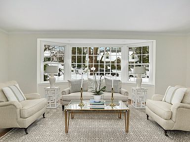 Living room with large bay window