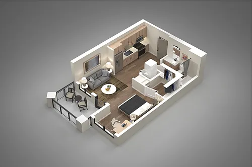 Floor plan 0 Bed/1 Bath