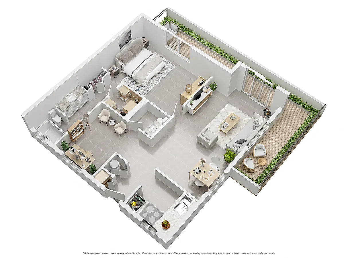 Floor plan 1 BED 1.5 BATH WITH DEN