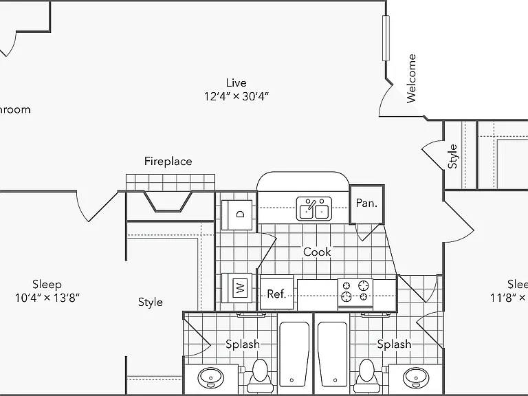 2 BR x 2 BA with Washer/Dryer 2 BR x 2 BA with Washer/Dryer