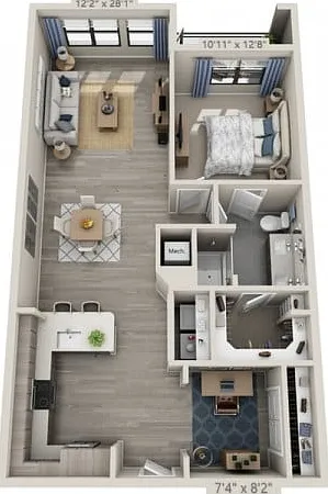 Floor plans are artist's rendering. All dimensions are approximate. Actual product and specifications may vary in dimension or detail. Not all features are available in every apartment. Prices and availability are subject to change. Floor plans are artist