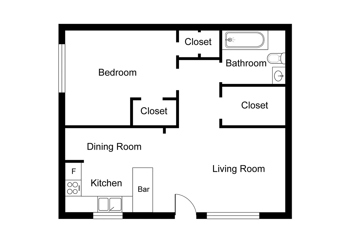 Floor plan 1 Bed x 1 Bath