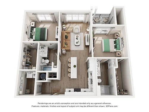 Floor plan 2 Bed, 2 Bath