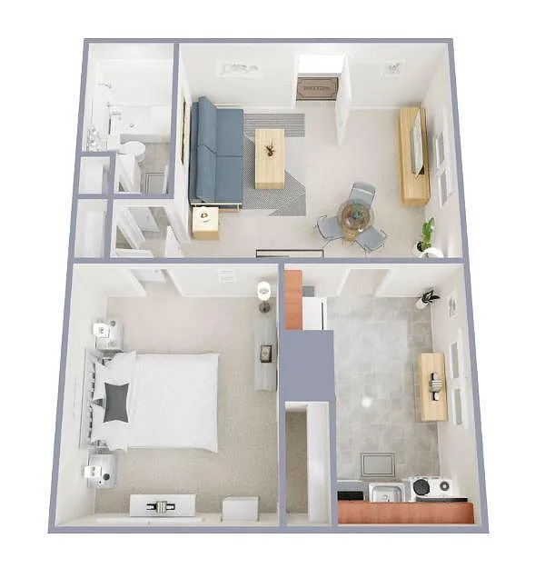 Floor plan 1 Bedroom 1 Bath