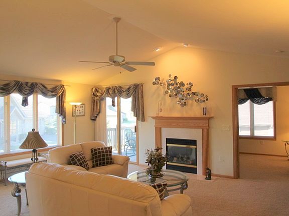 Gas Fireplace & Walls of Windows