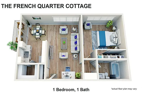 Floor plan 1 Bedroom, 1 Bath