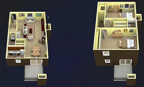 Floor plan 2 Bedroom Townhome Upgrade