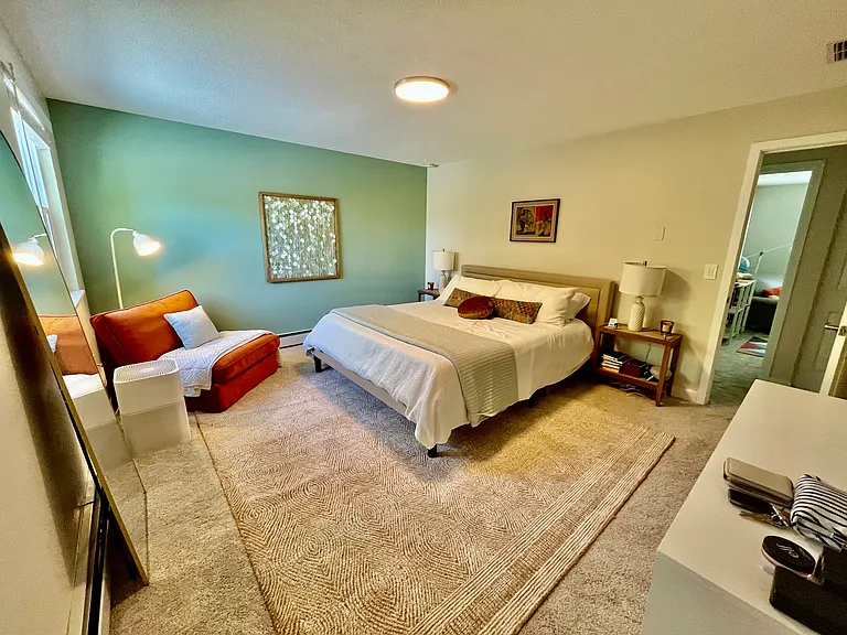 Large primary bedroom with walk in closet