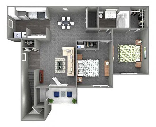 Floor plan 2 Bed - 1 Bath