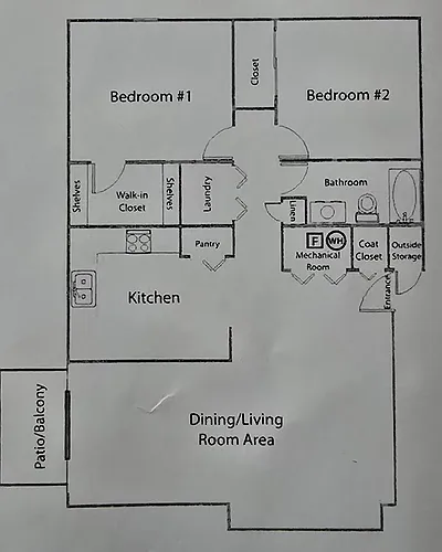 Floor plan 2 Bedroom and 1 Bathroom