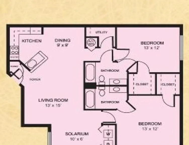 Floor plan (1,027 square feet) - biggest model in Coral Key
