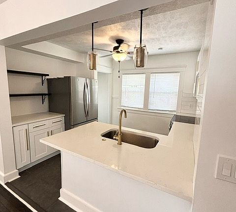 Kitchen with stainless steel appliances