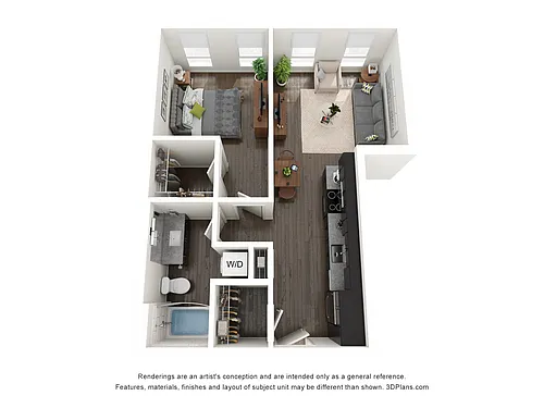 Floor plan 1 Bedroom E