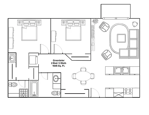 Floor plan 2 Bedroom - 2 Bath