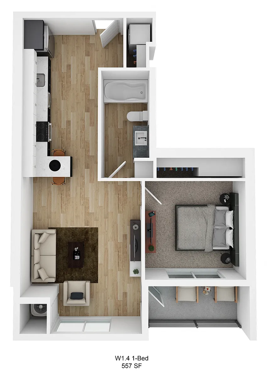 Floor plan Malcolm W1.4 (1 Bedroom)