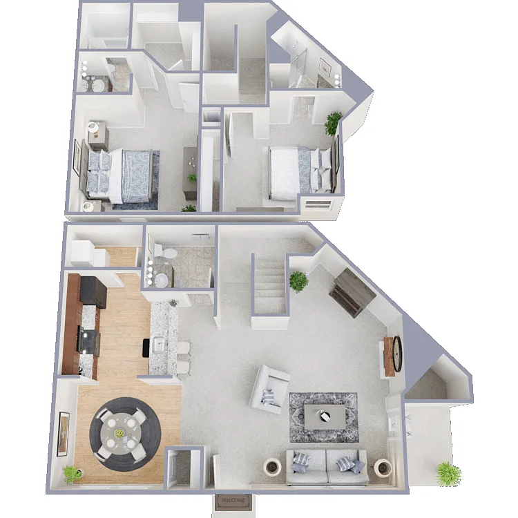 Floor plan 2 Bed 2 Bath Townhouse