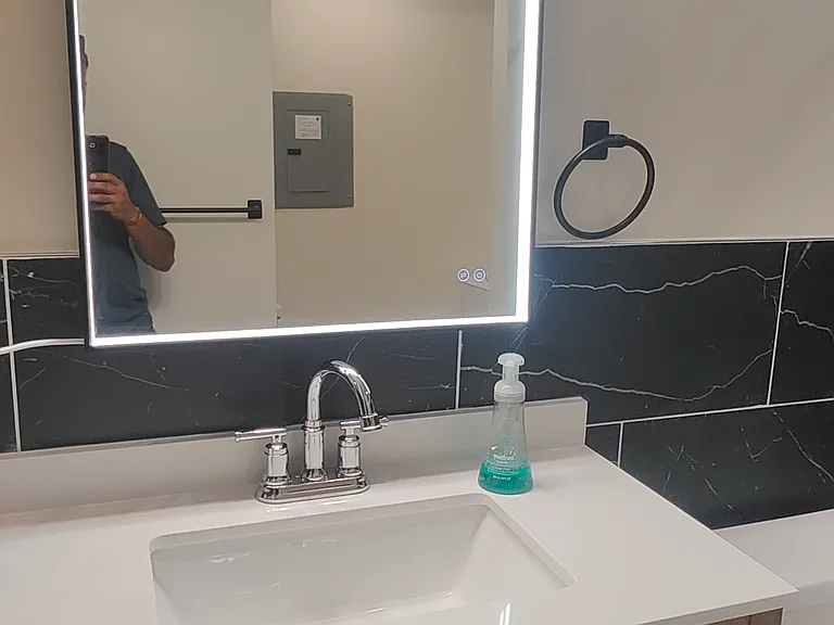 Kids Bathroom with lighted mirror