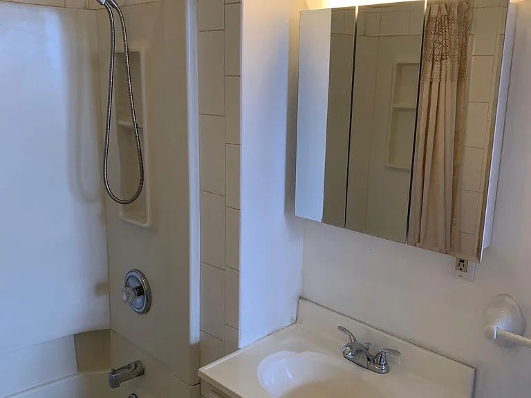 Bathroom, tub and shower.